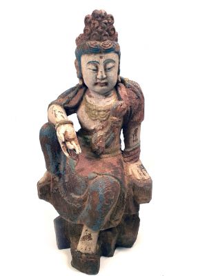 Statue Chinoise en Bois - Déesse Chinoise Maitreya