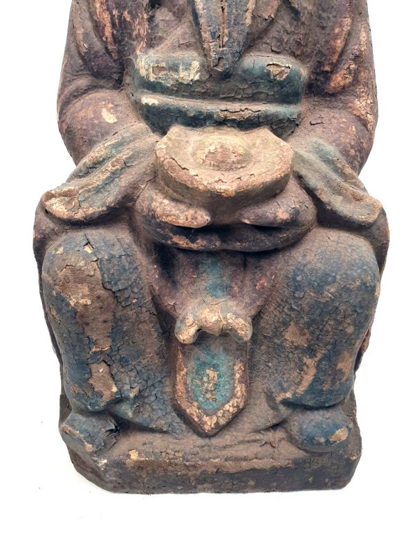 Statue Chinoise en Bois - Sage Bouddhiste 3