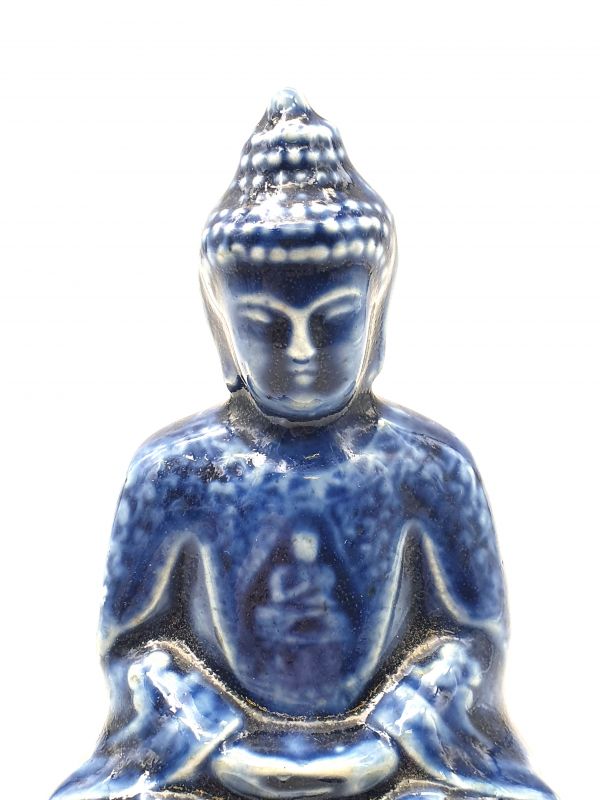 Statue Chinoise en porcelaine Bouddha - Bleue 3