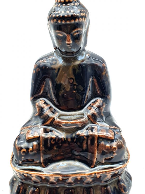 Statue Chinoise en porcelaine Bouddha - Marron 2