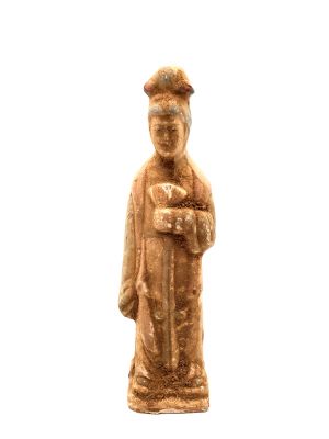 Statue chinoise - Terre cuite - Dame de Cour Tang - Éventail
