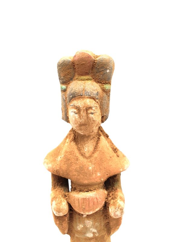 Statue chinoise - Terre cuite - Dame de Cour Tang - Flûte de pan 2