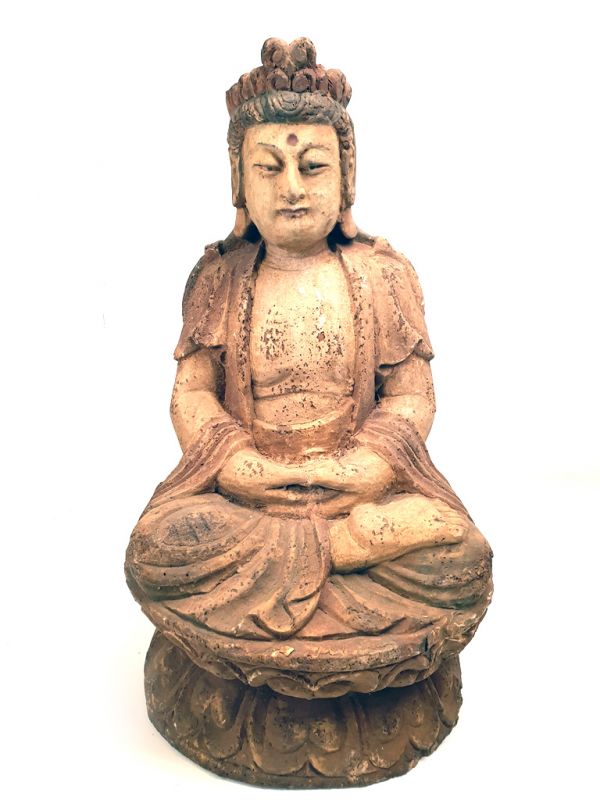 Statue Déesse Chinoise GuanYin en bois