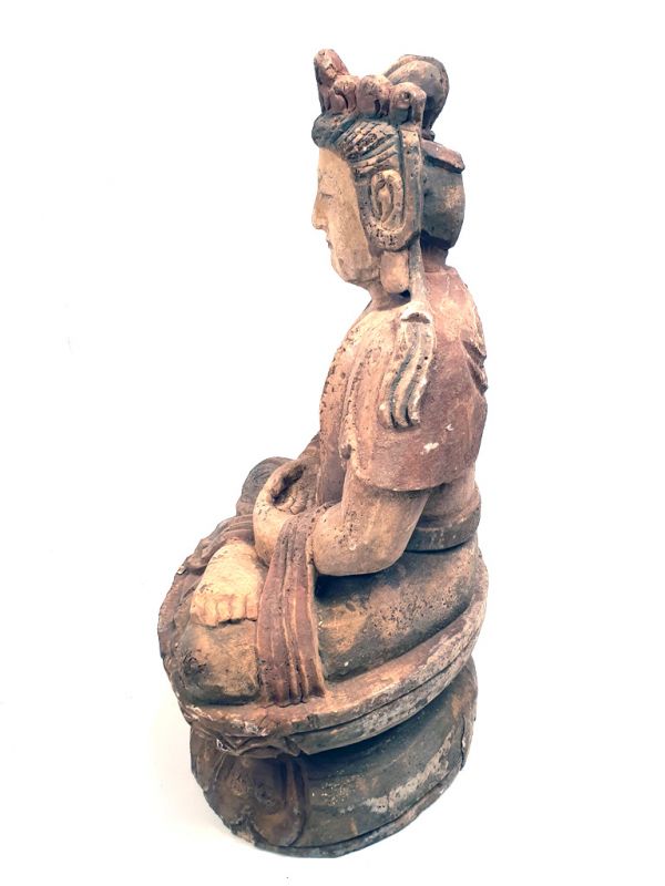 Statue Déesse Chinoise GuanYin en bois 4
