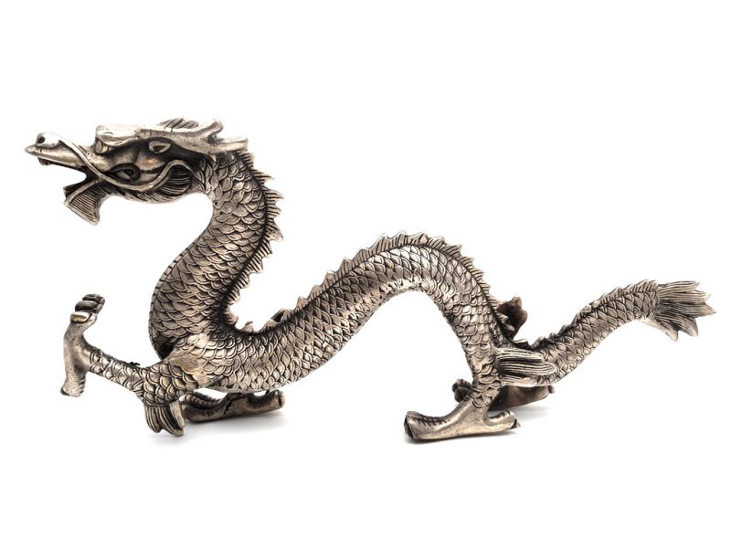 Tableau sur toile Dragon chinois statue en or 