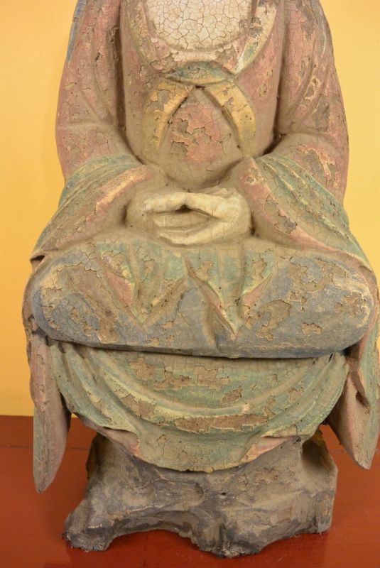 Statue Guerrier Chinois en Bois Bouddha de Chine 3