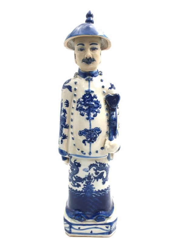 Statue Mandarin Chinois adulte en Porcelaine