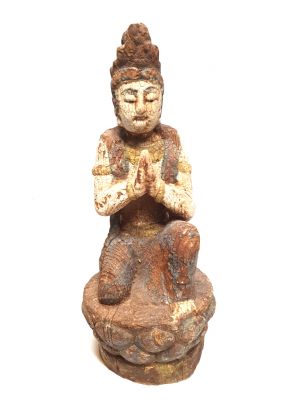 Statuette Chinoise en bois - Bodhisattva priant