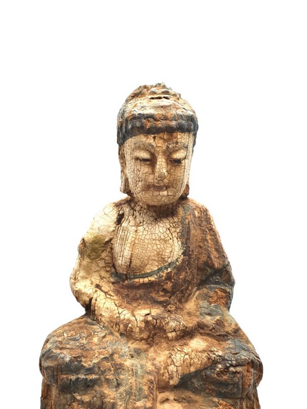 Statuette Chinoise en bois Bouddha en position lotus 2