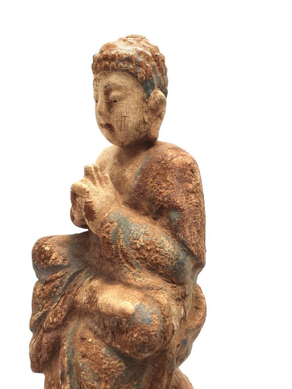 Statuette Chinoise en bois Bouddha Manjushri 5