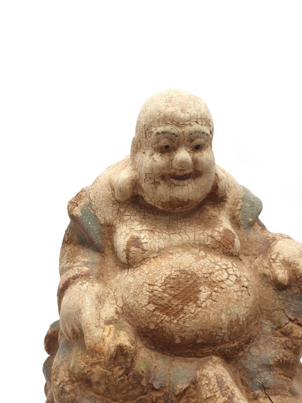 Statuette Chinoise en bois Bouddha rieur 3