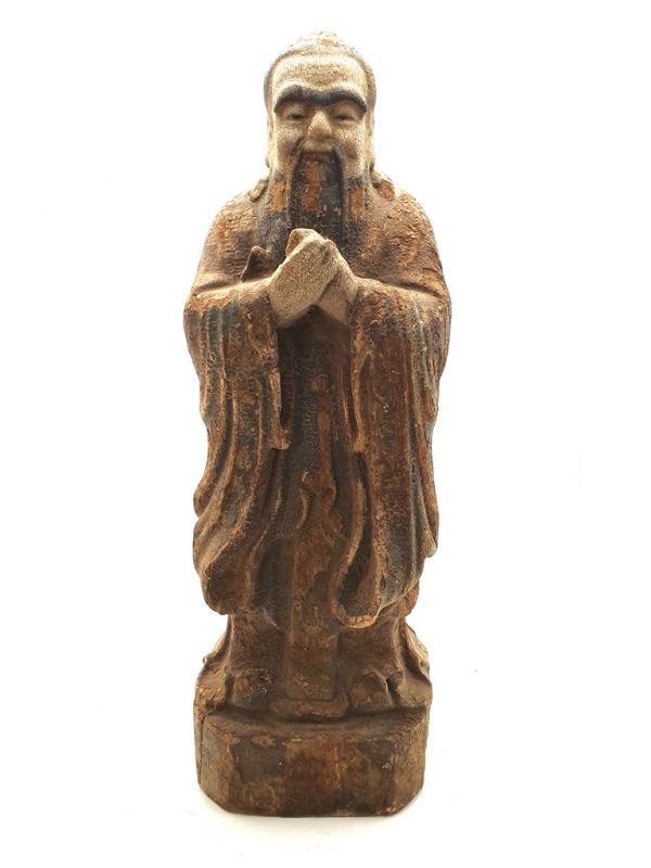 Statuette Chinoise en bois - Sage chinois debout 2