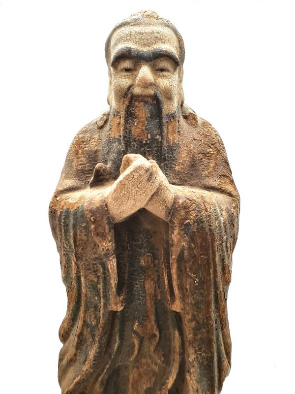 Statuette Chinoise en bois - Sage chinois debout 2 2