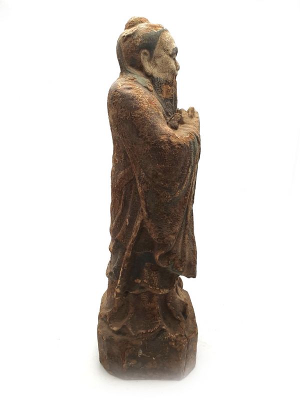 Statuette Chinoise en bois - Sage chinois debout 2 4