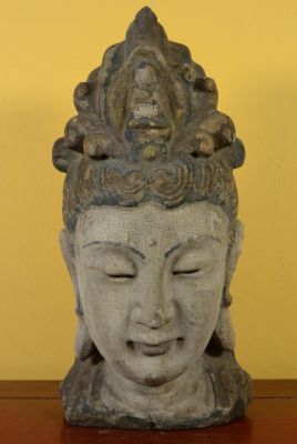 Statuette Chinoise en bois - Tête de GuanYin 32cm Statuette Chinoise en bois - Tête de GuanYin 32cm