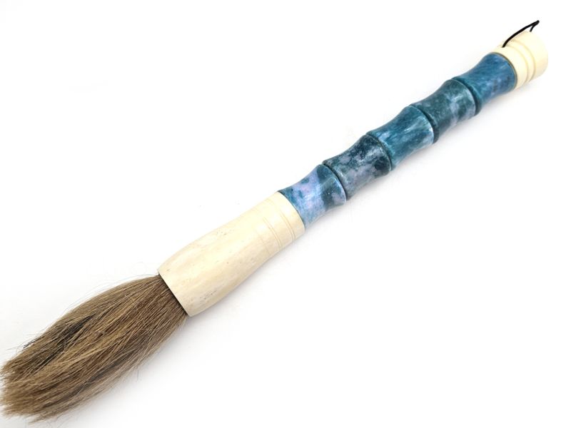 Stone Calligraphy Brush - Bamboo Shape - Artistic Decoration - Sky blue 1