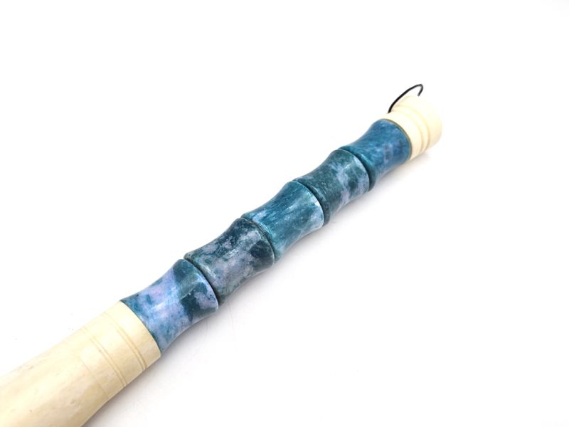 Stone Calligraphy Brush - Bamboo Shape - Artistic Decoration - Sky blue 3