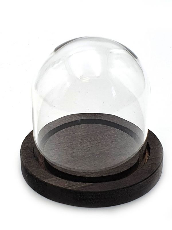 Support for carved walnut - Wood and glass bell 2