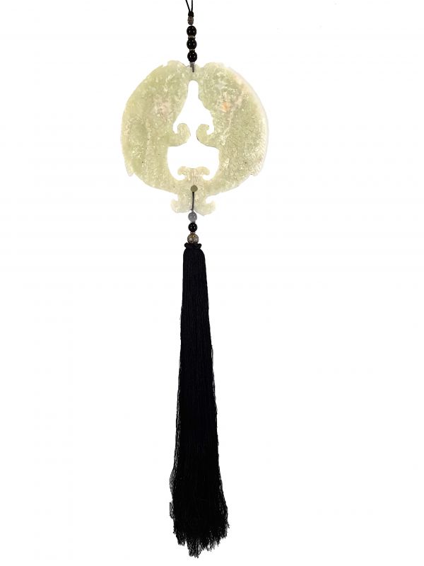 Suspended Bi Disk Silk and Jade Fish White and Black 1