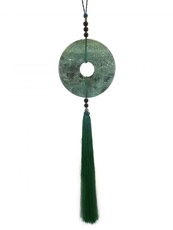 Suspended Bi Disk Silk and Jade Green 1