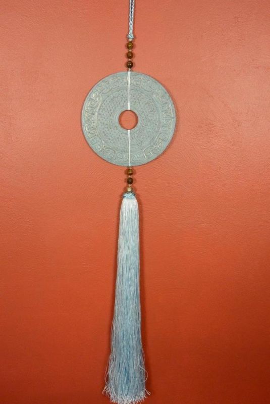 Suspended Bi Disk Silk and Jade Light Blue 1