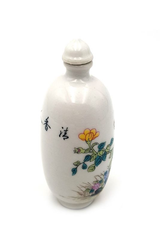 Tabaquera China de Porcelana - arte chino - El pájaro y las flores 2