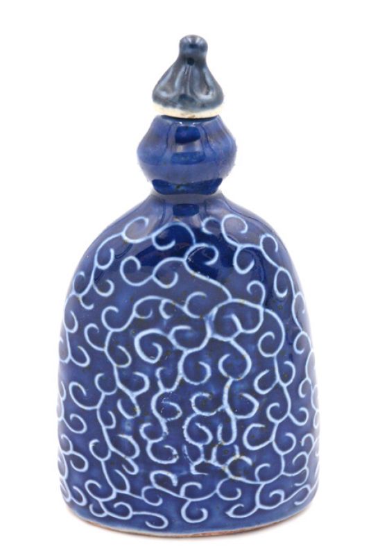 Tabaquera China de Porcelana Azul Marino 1