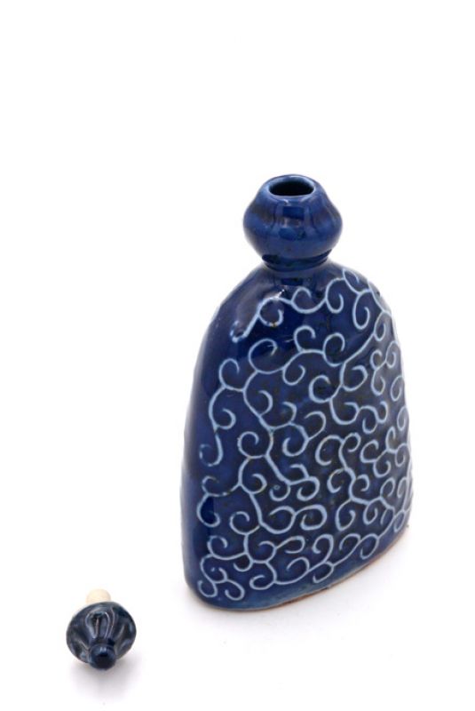 Tabaquera China de Porcelana Azul Marino 3