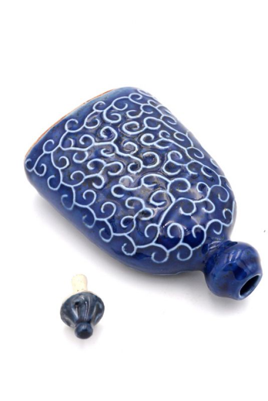 Tabaquera China de Porcelana Azul Marino 4