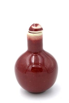 Tabatière Chinoise en Porcelaine - Peinture à la main - Rouge Foncé 1 Tabatière Chinoise en Porcelaine - Peinture à la main - Rouge Foncé 1