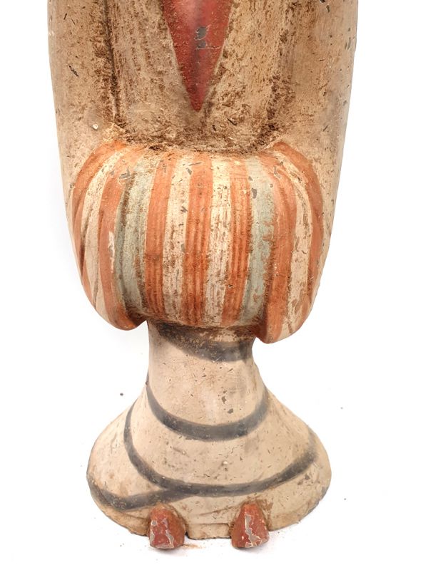 Tang sehr Große Terrakotta-Statue Hofdamen weiß, rot und schwarz 3