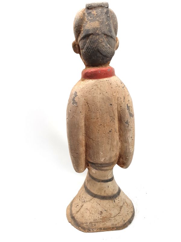 Tang sehr Große Terrakotta-Statue Hofdamen weiß, rot und schwarz 5