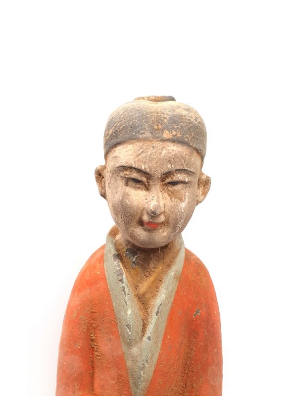 Tang sehr Große Terrakotta-Statue Hofdamen Weiß und rot 2