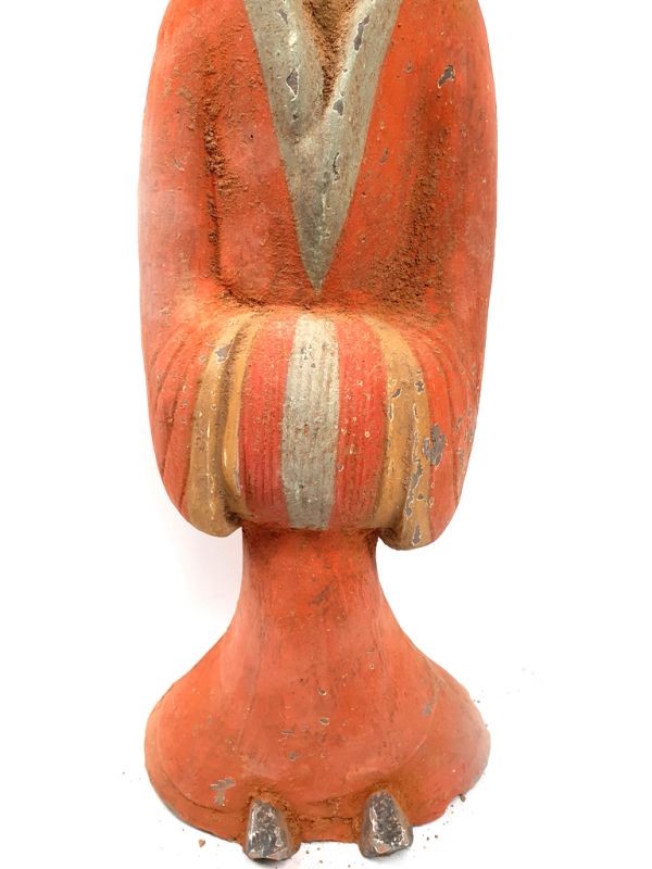 Tang sehr Große Terrakotta-Statue Hofdamen Weiß und rot 3