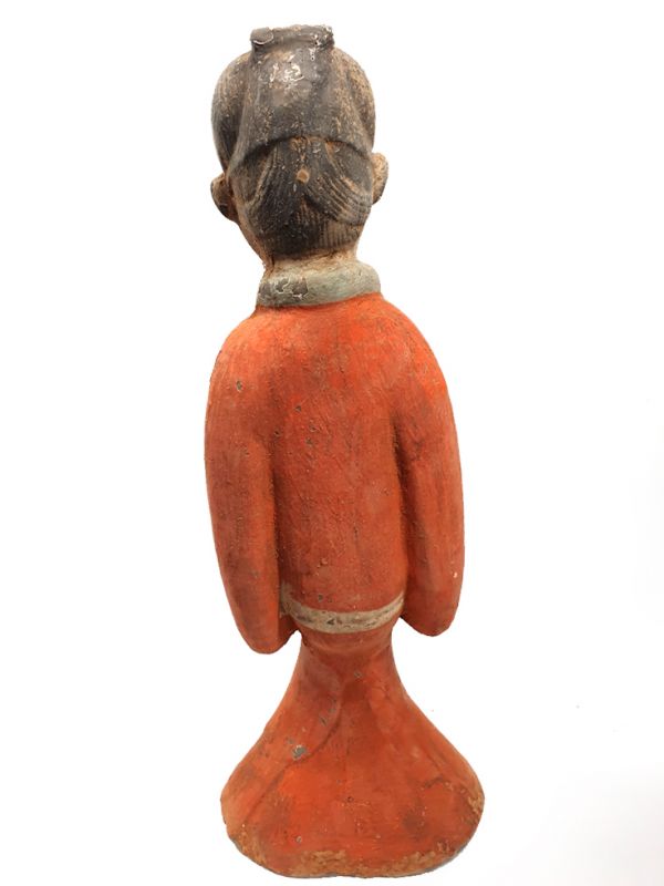 Tang sehr Große Terrakotta-Statue Hofdamen Weiß und rot 5
