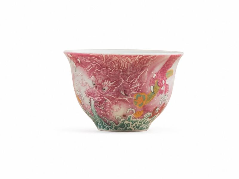 Tasse Chinoise en Porcelaine au Dragon Rose - Tasse à Thé
