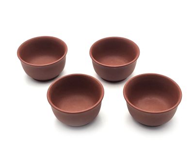 Tasses chinoises en terre de Yixing - Argile Rouge Zi Ni - Lot de 4 tasses - 80ml Tasses chinoises en terre de Yixing - Argile Rouge Zi Ni - Lot de 4 tasses - 80ml