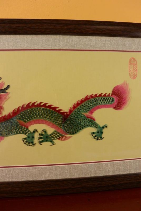 Teatro de sombras Chino - Piying chinas enmarcadas- Dragón 3