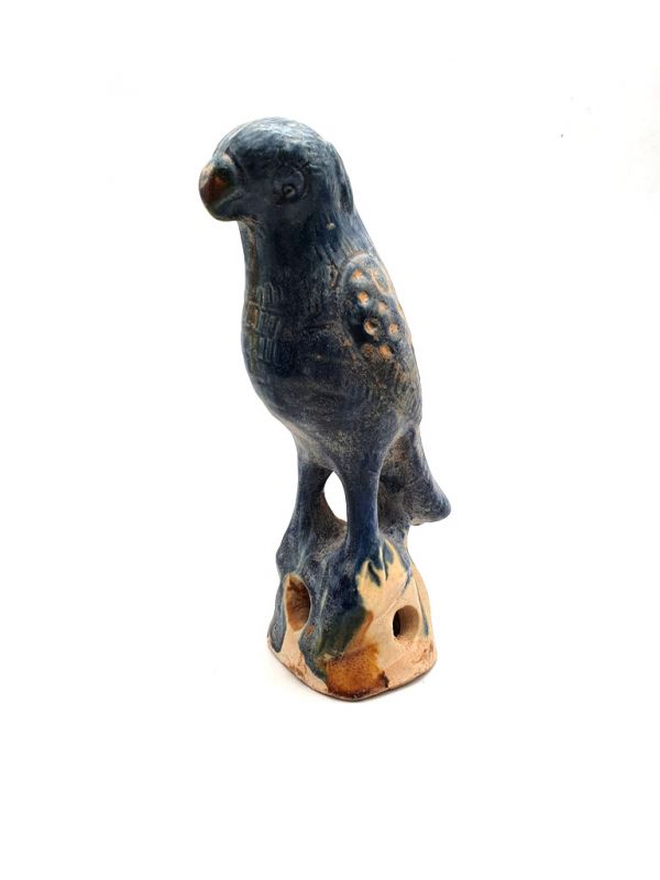 Terracotta Parrot with blue glaze S 3