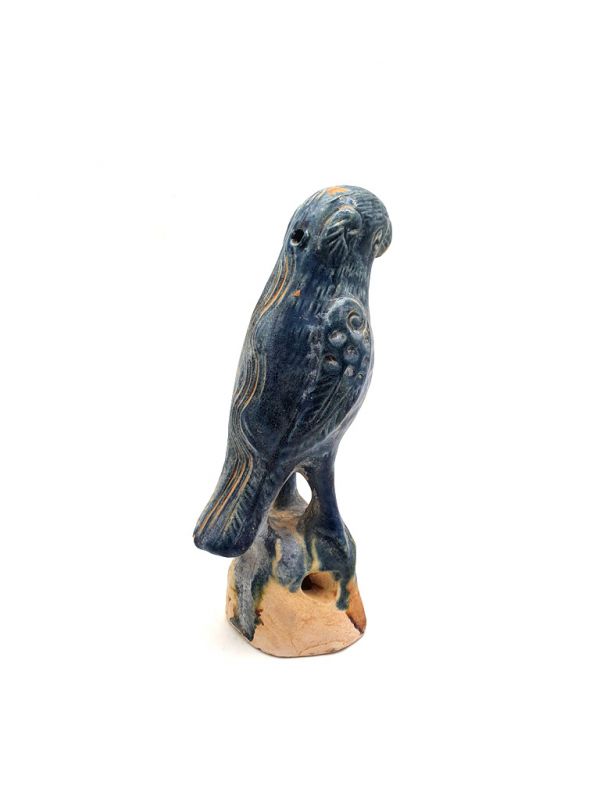 Terracotta Parrot with blue glaze S 4