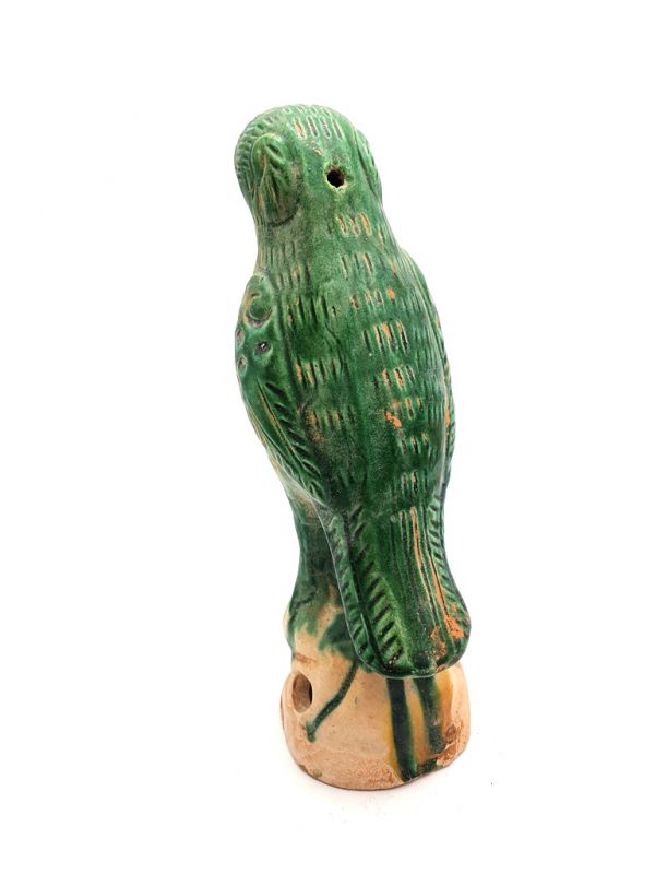 Terracotta Parrot with green glaze S 4