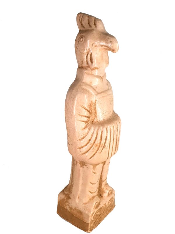 Terracotta Statue - Zodiac Sign - Glazed terracotta - White - Rooster 1