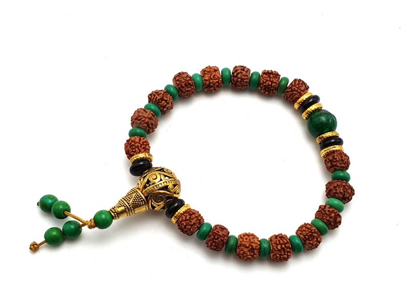 Tibetan Jewelry - Mala bracelet - Seeds and blue beads 2 1