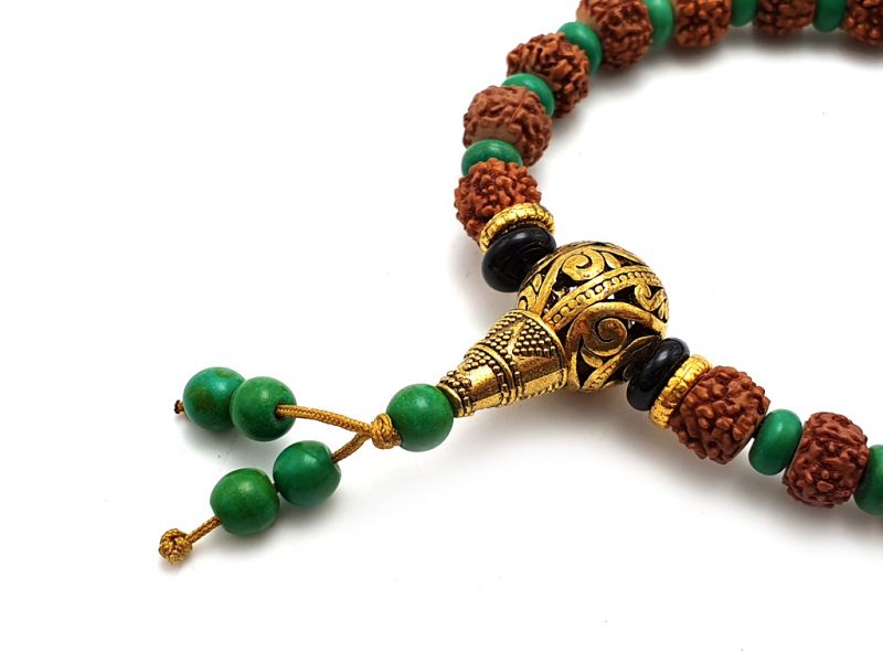 Tibetan Jewelry - Mala bracelet - Seeds and blue beads 2 2