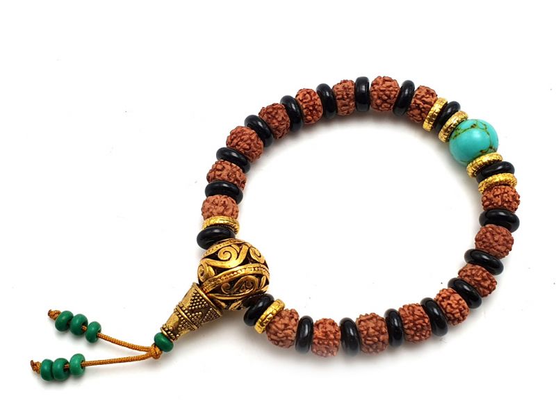 Tibetano Joyas - Brazalete Mala - Smillas y granos negros 2 1