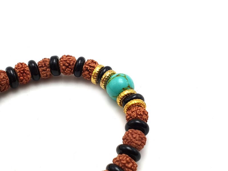 Tibetano Joyas - Brazalete Mala - Smillas y granos negros 2 3