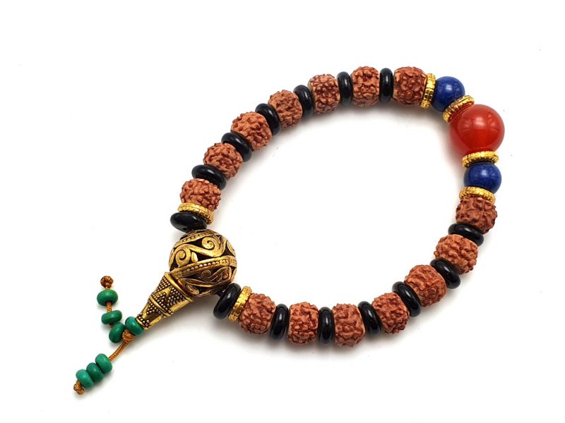 Tibetano Joyas - Brazalete Mala - Smillas y granos negros 1