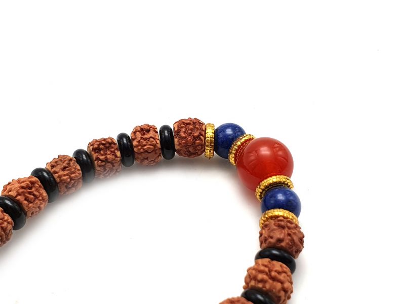 Tibetano Joyas - Brazalete Mala - Smillas y granos negros 3