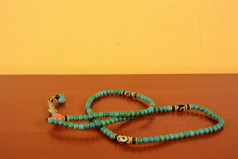 Tibetischen Schmuck - Mala - Grün Holzperlen5