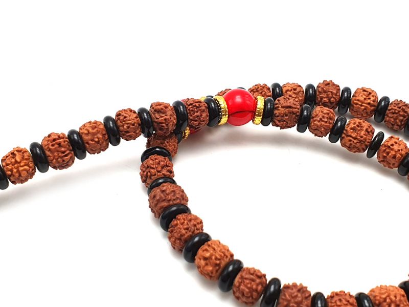 Tibetischen Schmuck Mala - Samen und schwarze Perlen 2